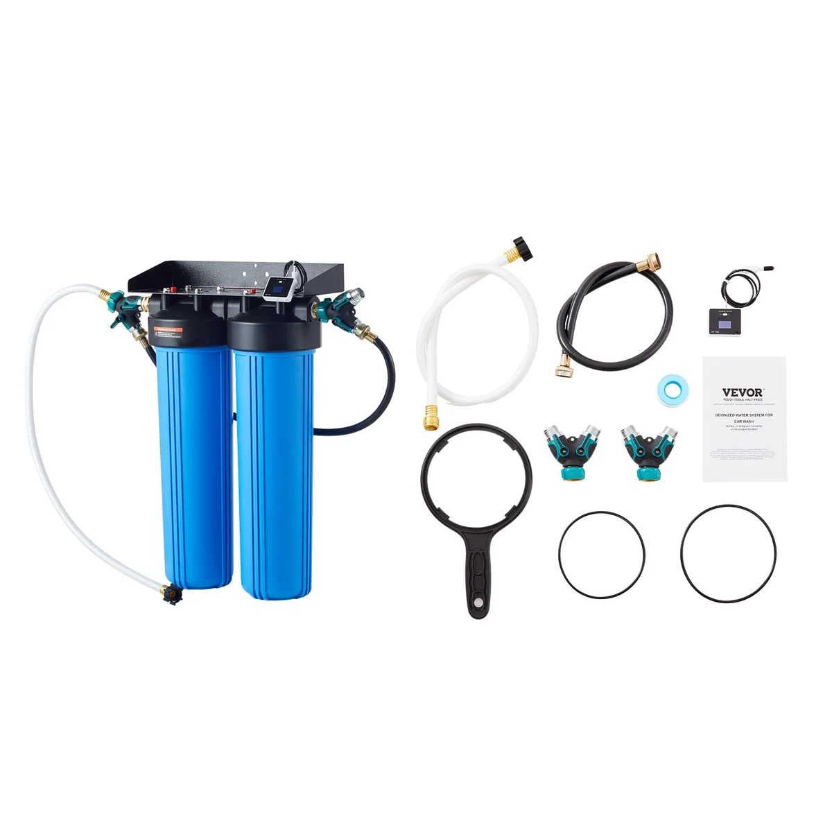 Sistem de apă deionizată pentru spălătorie auto, cu contor TDS integrat, dublă ieșire, 2 × 4 L rășină pat mixt