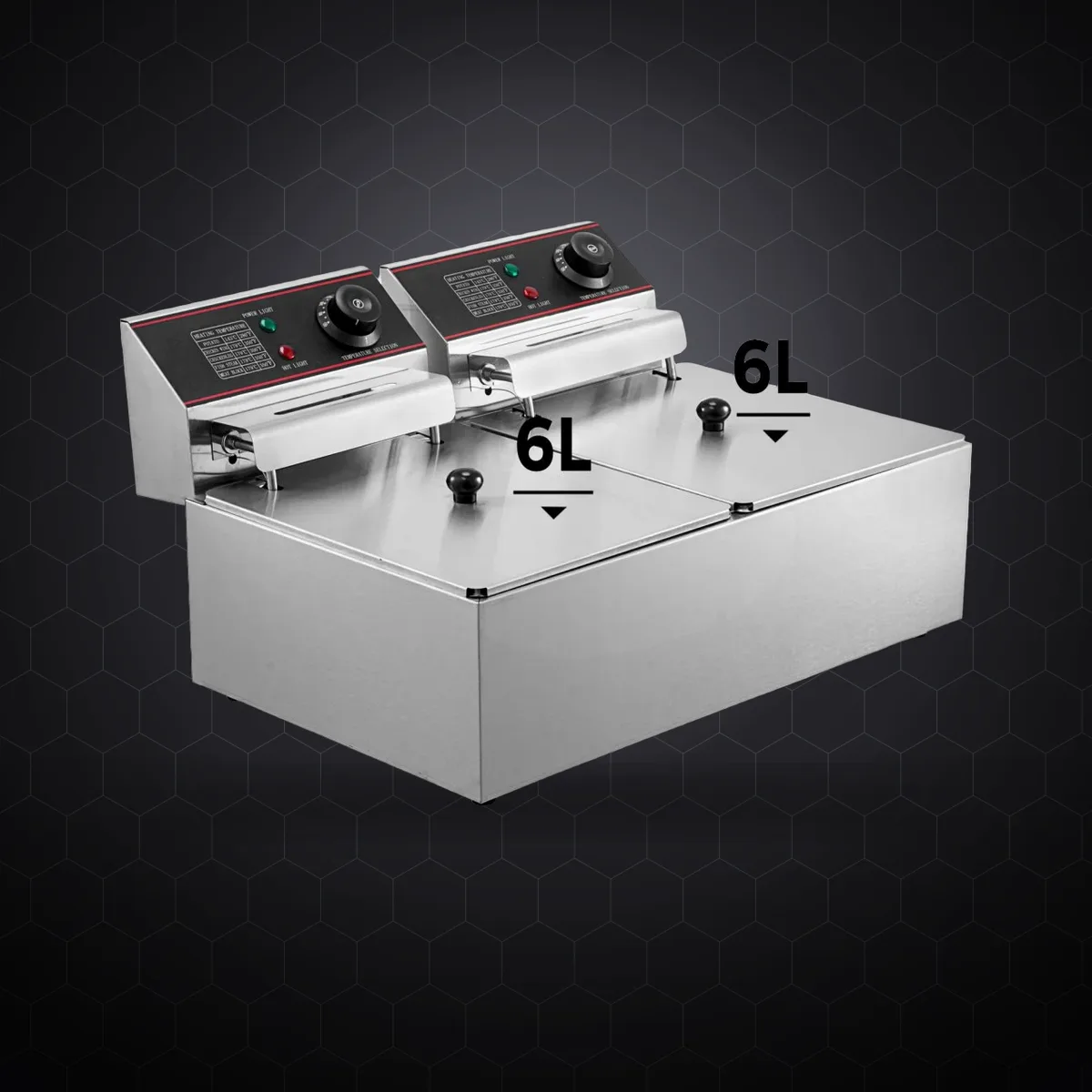 Friteuză electrică dublă profesională, 12 L (2×6 L), 5000 W