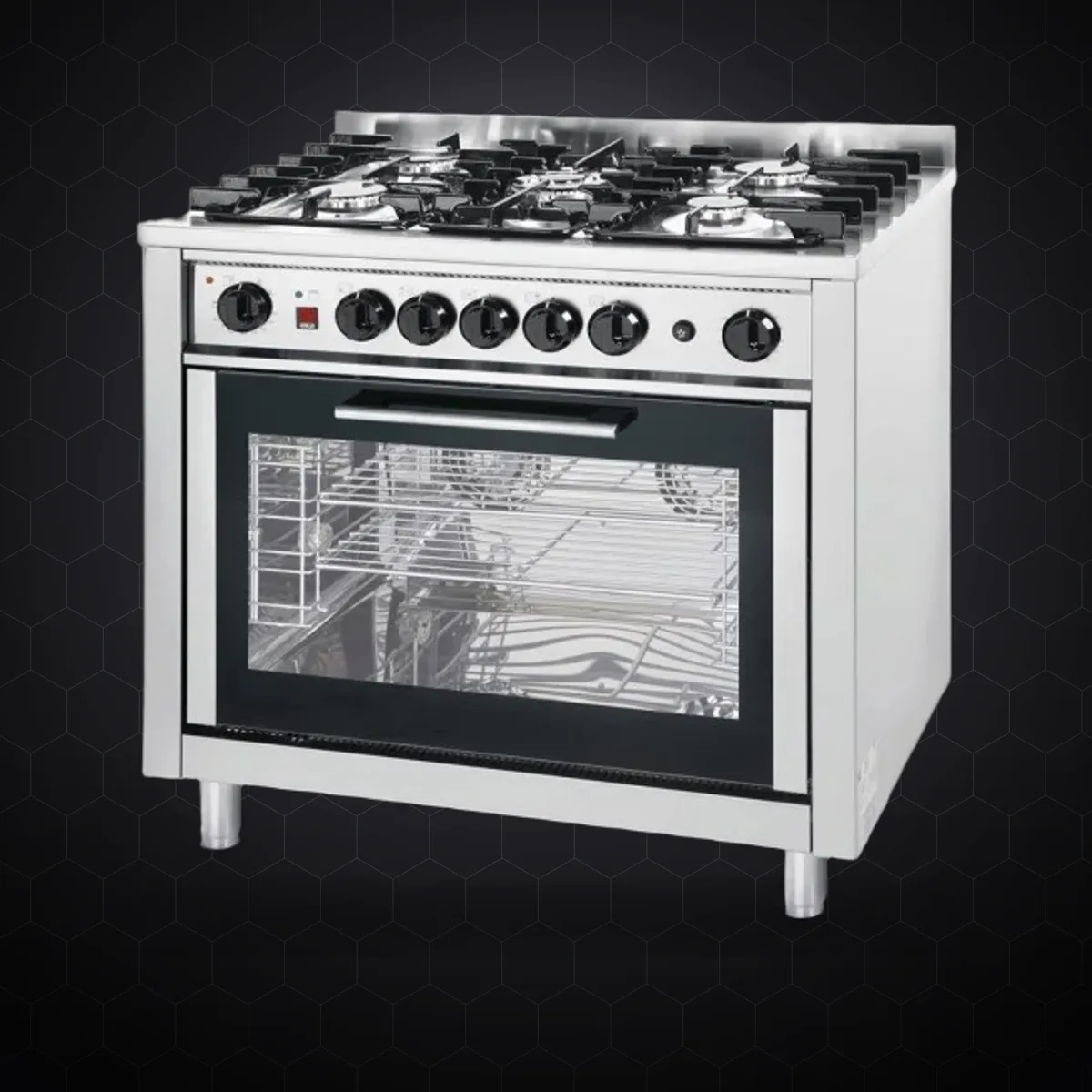 Mașină de gătit Hendi, 5 arzătoare pe gaz + cuptor electric, 14,3 kW