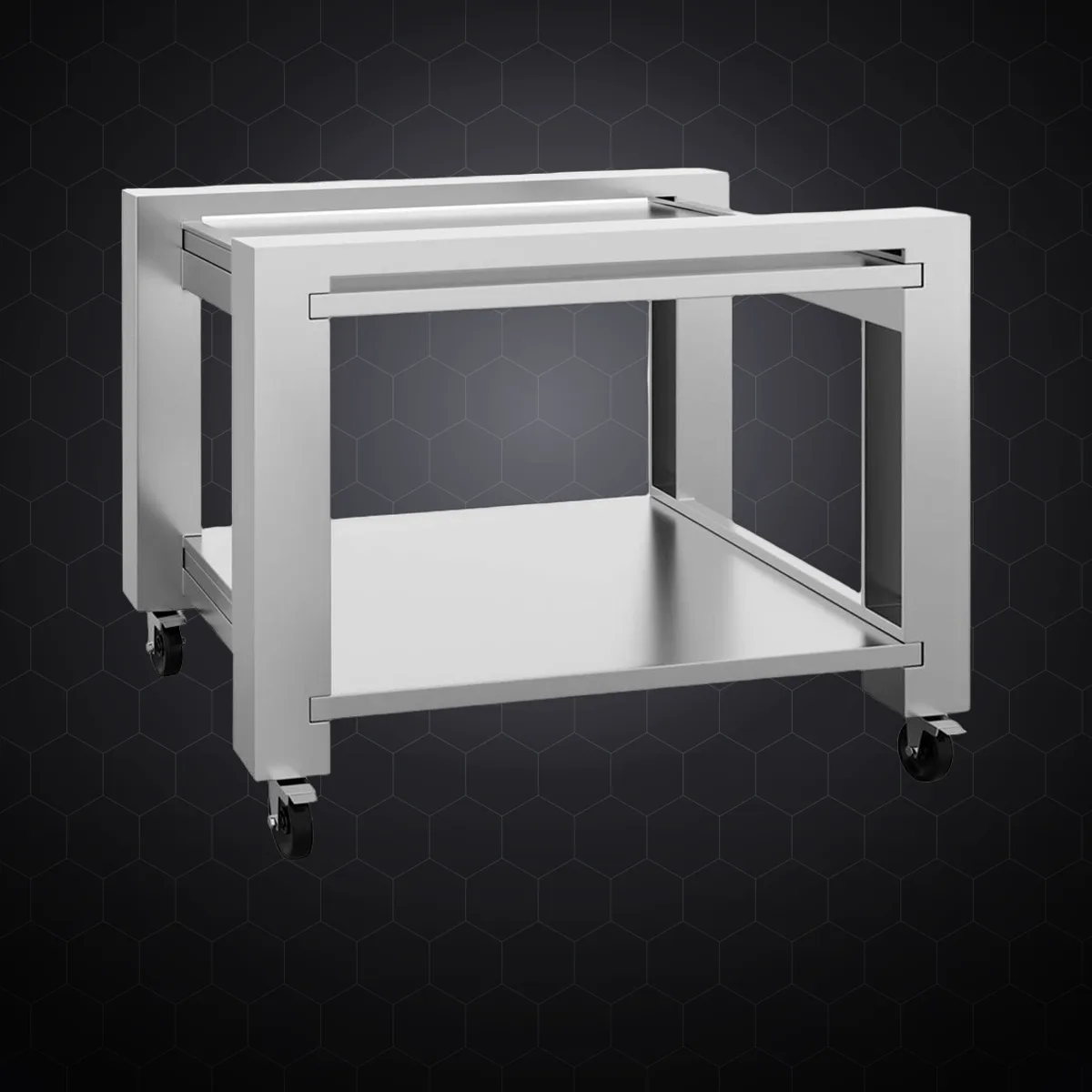 Suport profesional pentru cuptor de pizza, inox, cu roți și raft, 1112×783×835 mm