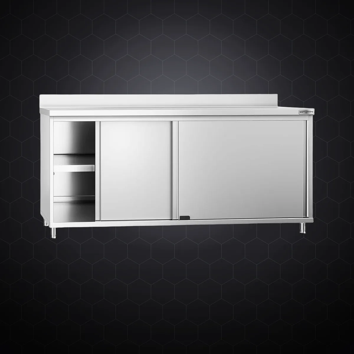 Dulap de lucru din oțel inoxidabil Premium, 1800 × 600 mm, cu ușă glisantă și rebord