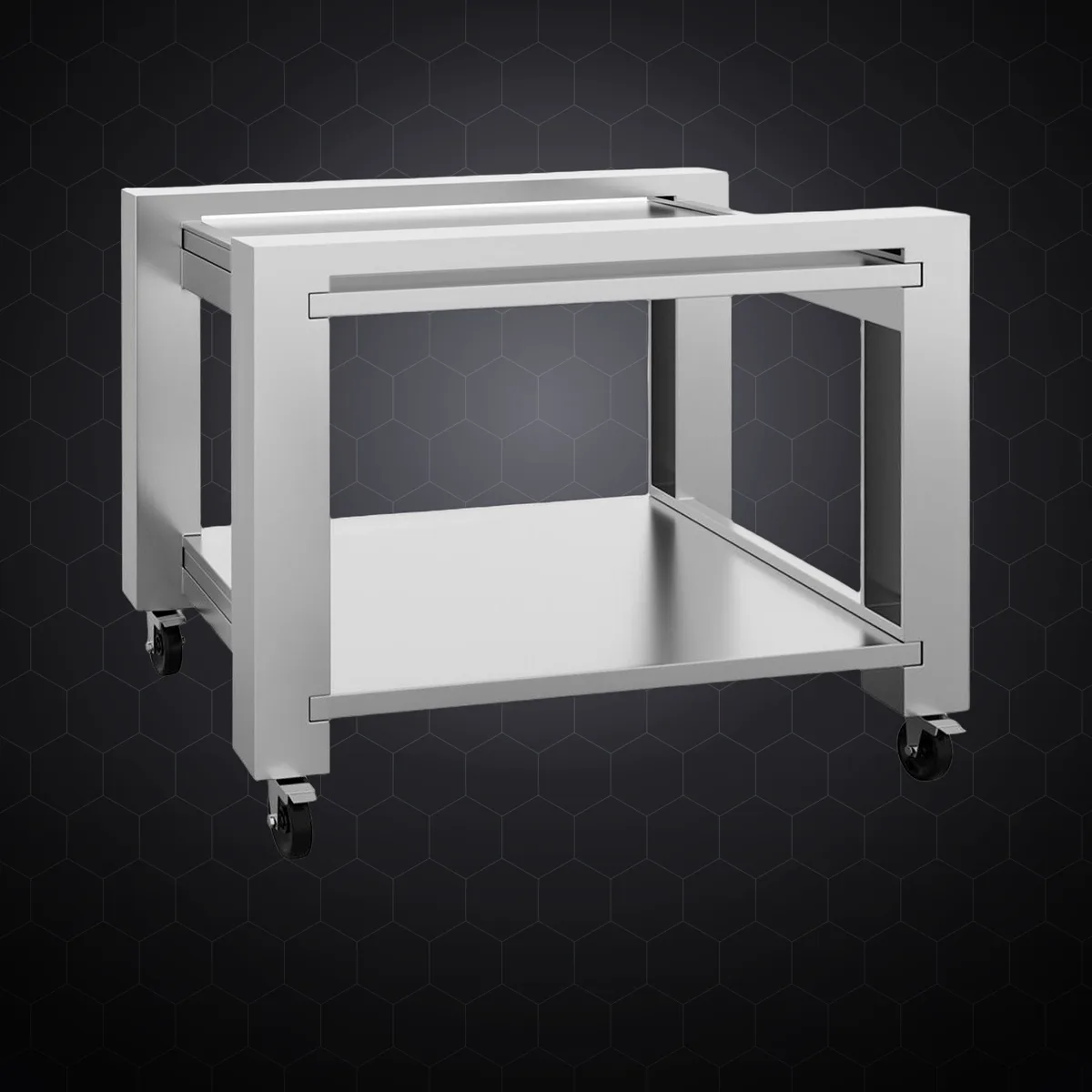 Suport inferior mobil din oțel inoxidabil pentru cuptor de pizza, 1112 × 783 × 835 mm, cu roți și raft