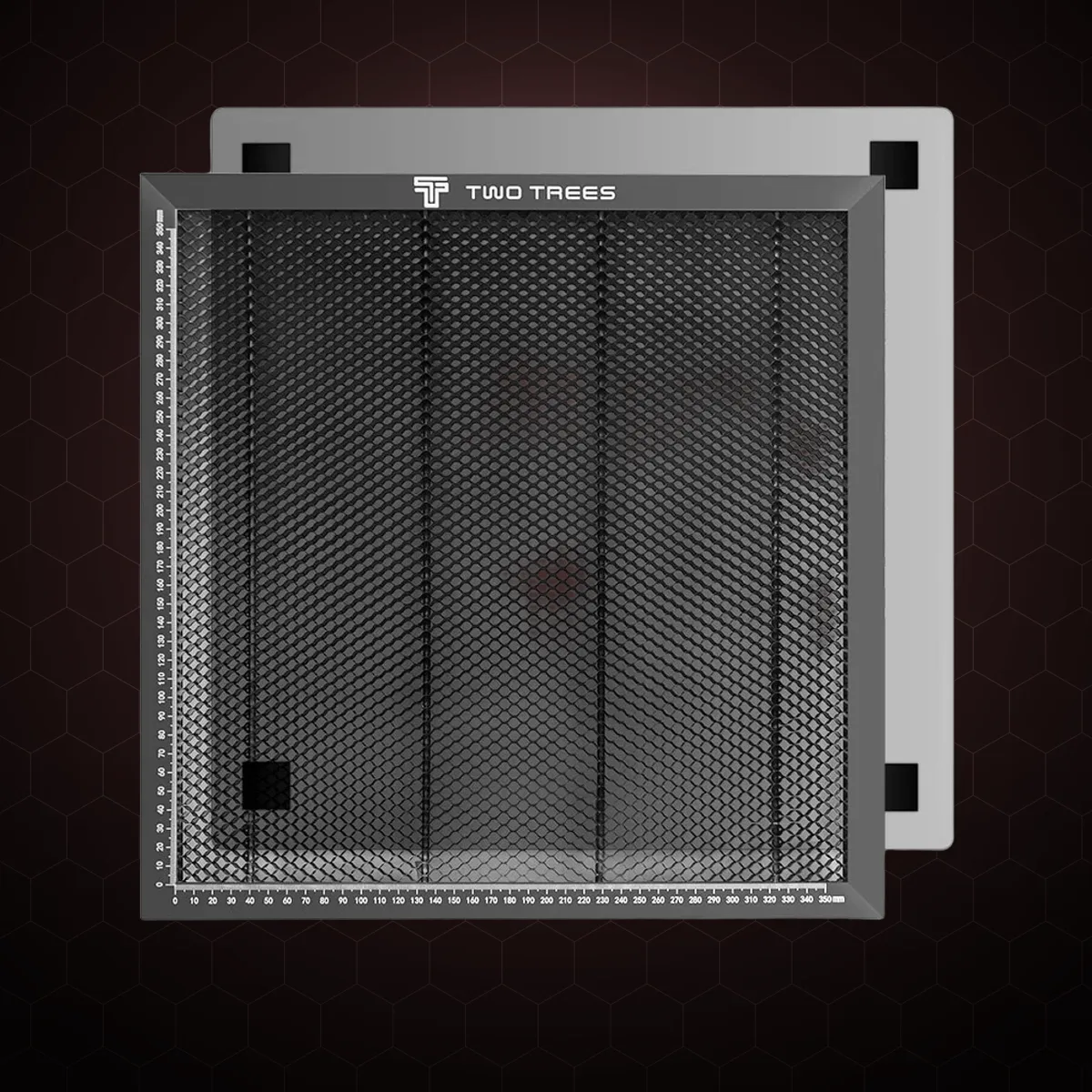 Masă honeycomb din aluminiu pentru gravare laser, 400 × 400 × 22 mm, cu placă de protecție
