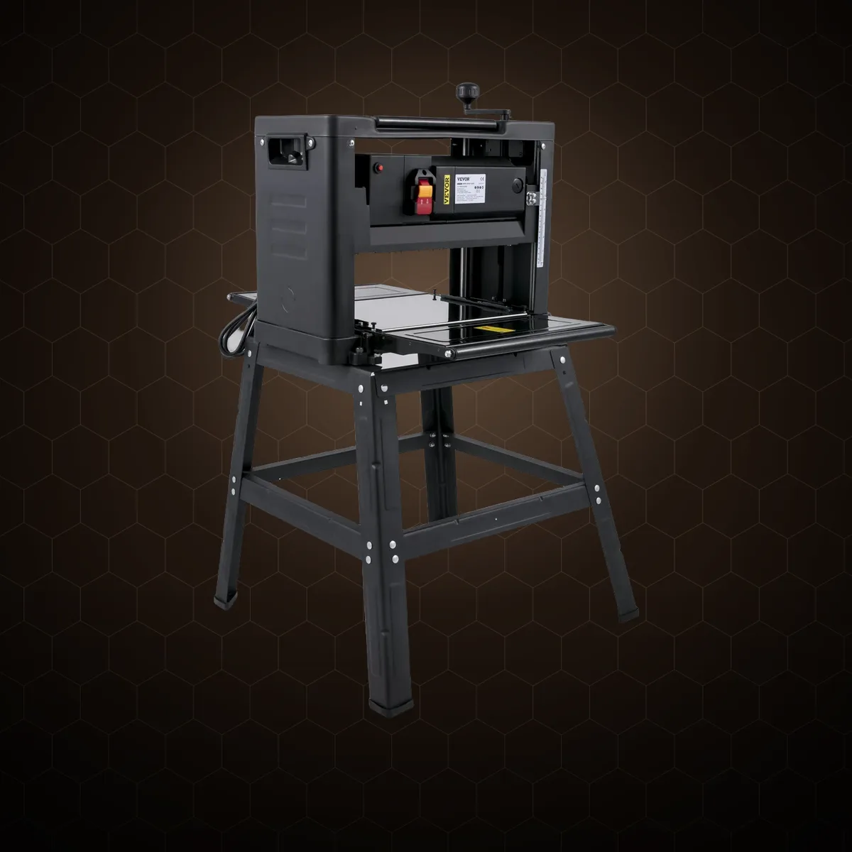 Rindea de grosime 13″ (330 mm), 2000 W, cu stand din fier și evacuare praf, 8000 rot/min, avans 6 m/min