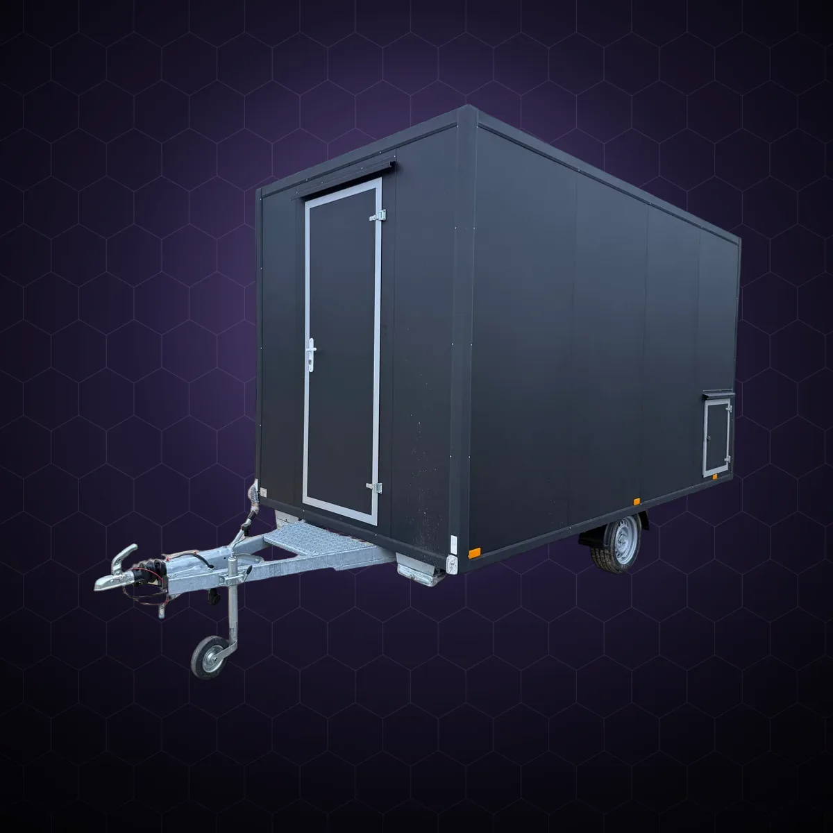 Rulotă gastronomică S4020, 4×2 m, negru mat