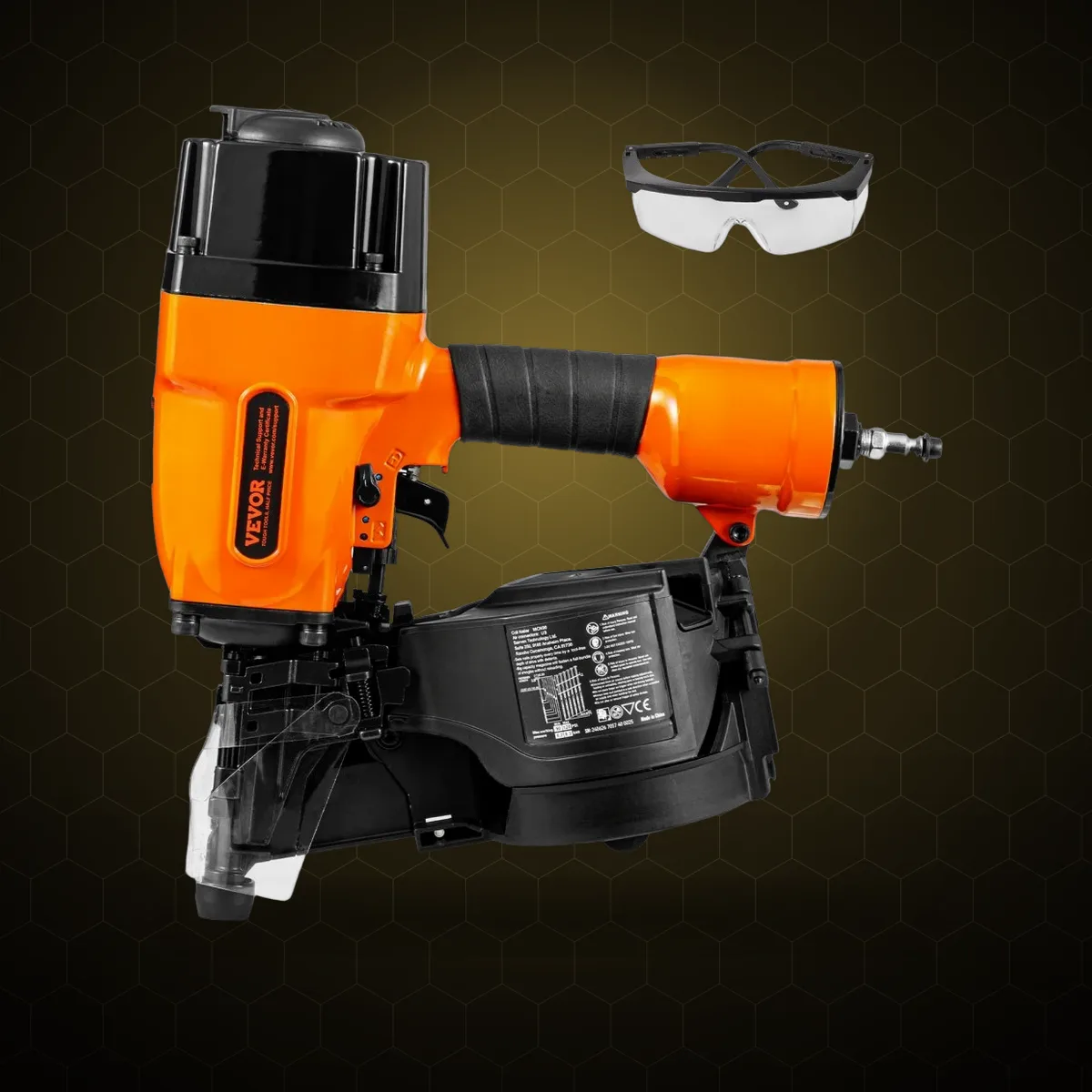 Pistol de cuie pneumatic MCN90, cuie spiralate 1-3/4" – 3-1/2" (45-90 mm), 15°, pentru încadrare lemn